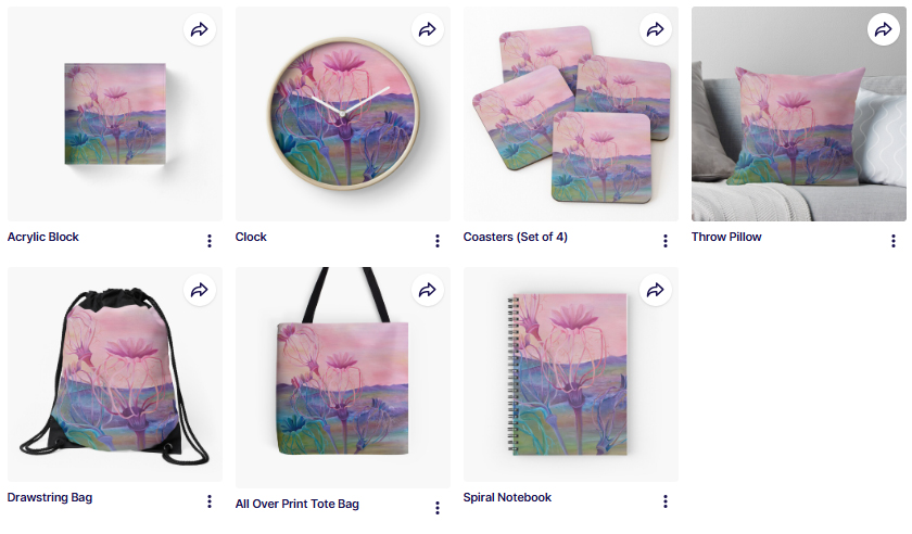 poppyheads on clocks, notebooks, bags on redbubble